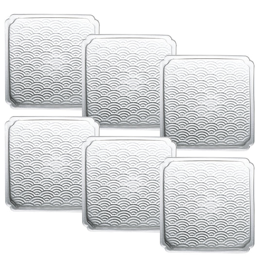 Crystal Clear Square Glass Coasters for Drinks -3x3 inches-Thick Glass Drink Coasters with Outer Lip
