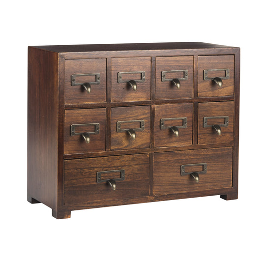 Desktop Accessory Solid Wood Medicine Drawer Cabinet | Apothecary Library Card Catalog Trinkets
