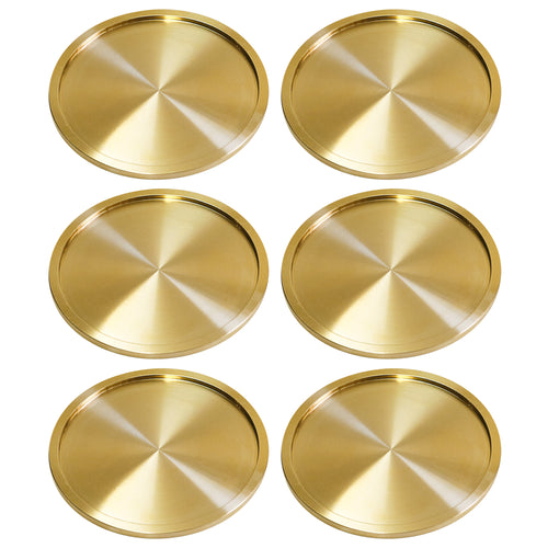 Brass Coasters for Drinks (6-Pack) | Classy MCM Style Coaster Set