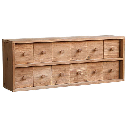 Apothecary Flat 12-Drawer Vintage Desktop Chest Box | Solid Wood Medicine Cabinet for Tabletop