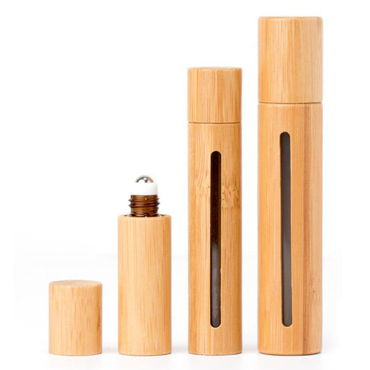 Bamboo Refillable Essential Oil Fragrance Roll On Bottles | Organic Eco Style I 3 Sizes Value 3 Pack