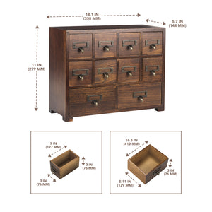 Desktop Accessory Solid Wood Medicine Drawer Cabinet | Apothecary Library Card Catalog Trinkets