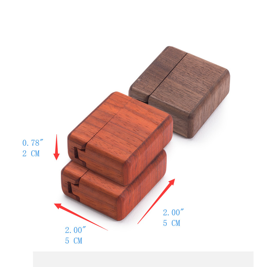 Solid Wood Single Ring Holder Box Lighter Style Wedding Band Travel