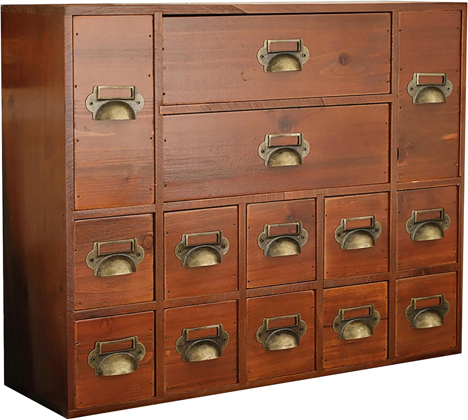 Vintage 14-Drawer Wooden Apothecary Cabinet