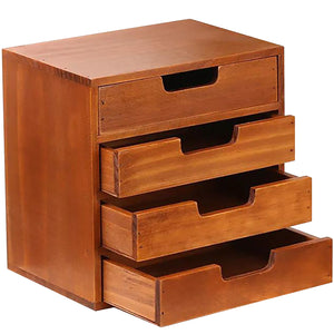 4 Drawer Desktop Storage Organizer in Modern Wood Design-Drawer Stackable Drawer Unit