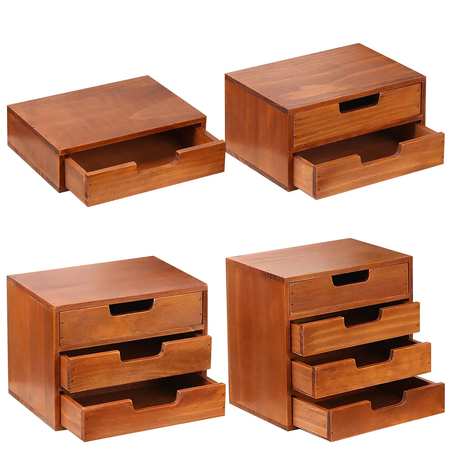 BUNDLE Set of 4 Drawer Cabinet Countertop Drawer Cabinets for Mix and Match - Wood Stackable Drawer Units