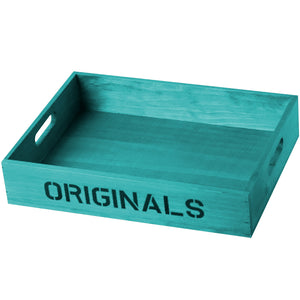 Multipurpose Teal Wooden Tray - Vintage Wood Home Organization Tray - Platter Board for Organizing Table
