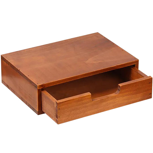 Single Drawer Desktop Storage Organizer in a Modern Wood Design-Countertop Organizer Drawer in Modern Mahogany Wood