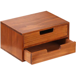 Double Drawer Desktop Storage Organizer in a Modern Wood Design-2-Drawer Stackable Drawer Unit