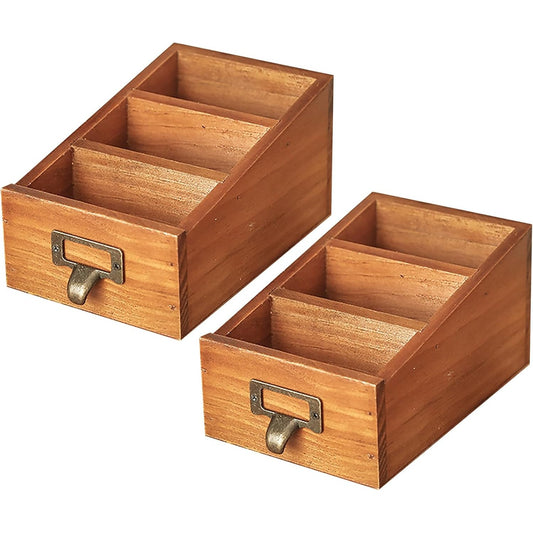 3-Slot Wooden Desk Organizer Set