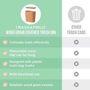 Light Wood Grain Indoor Trash Can 