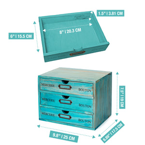 3-Drawer Desktop Organization and Storage Drawer | Vintage Sea Moss Label Desk Organizer Box