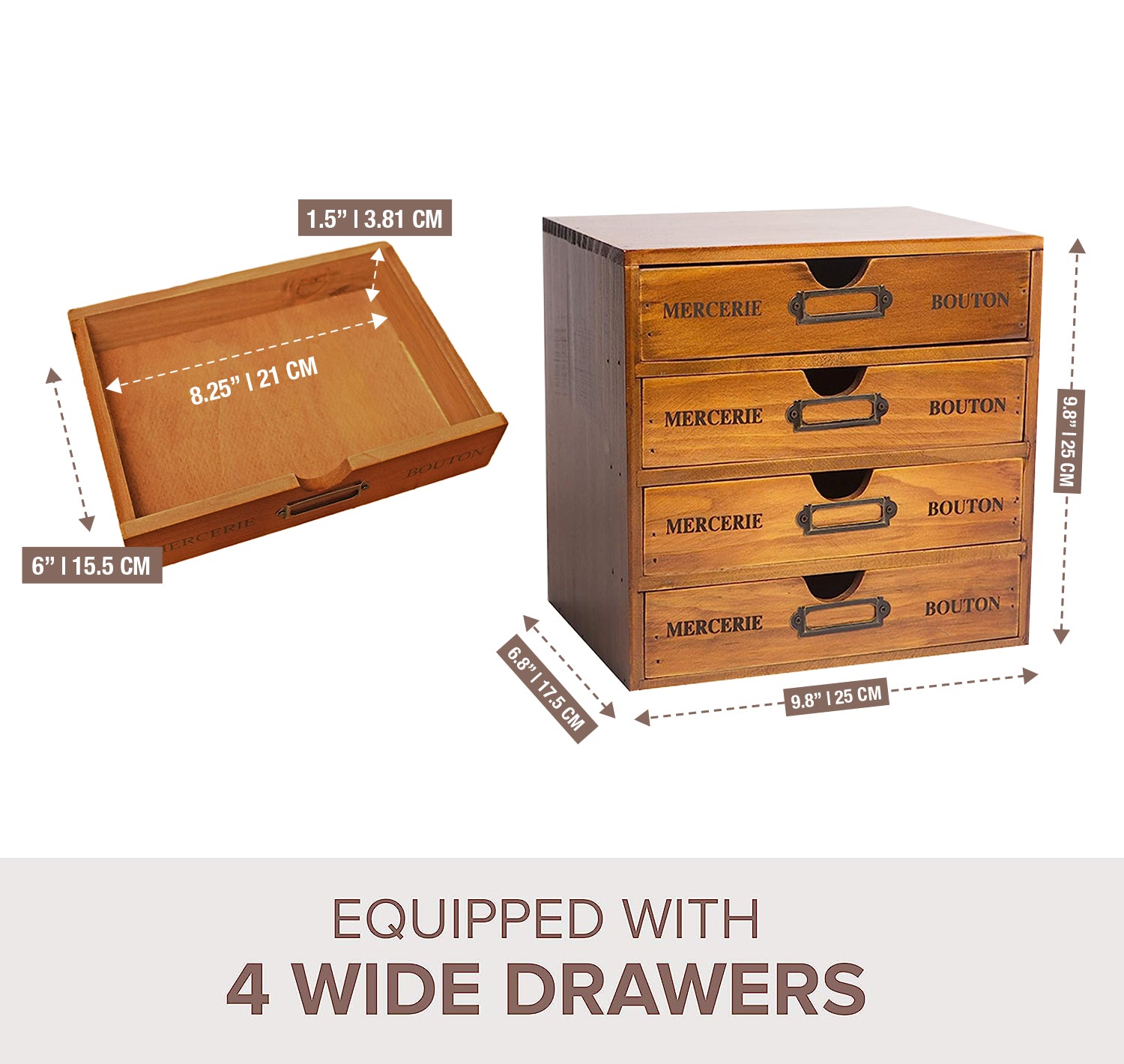 Load image into Gallery viewer, Stackable Vintage Wood 4 Drawer Desktop Wood Cabinet Organizer Box I Retro Craft Storage