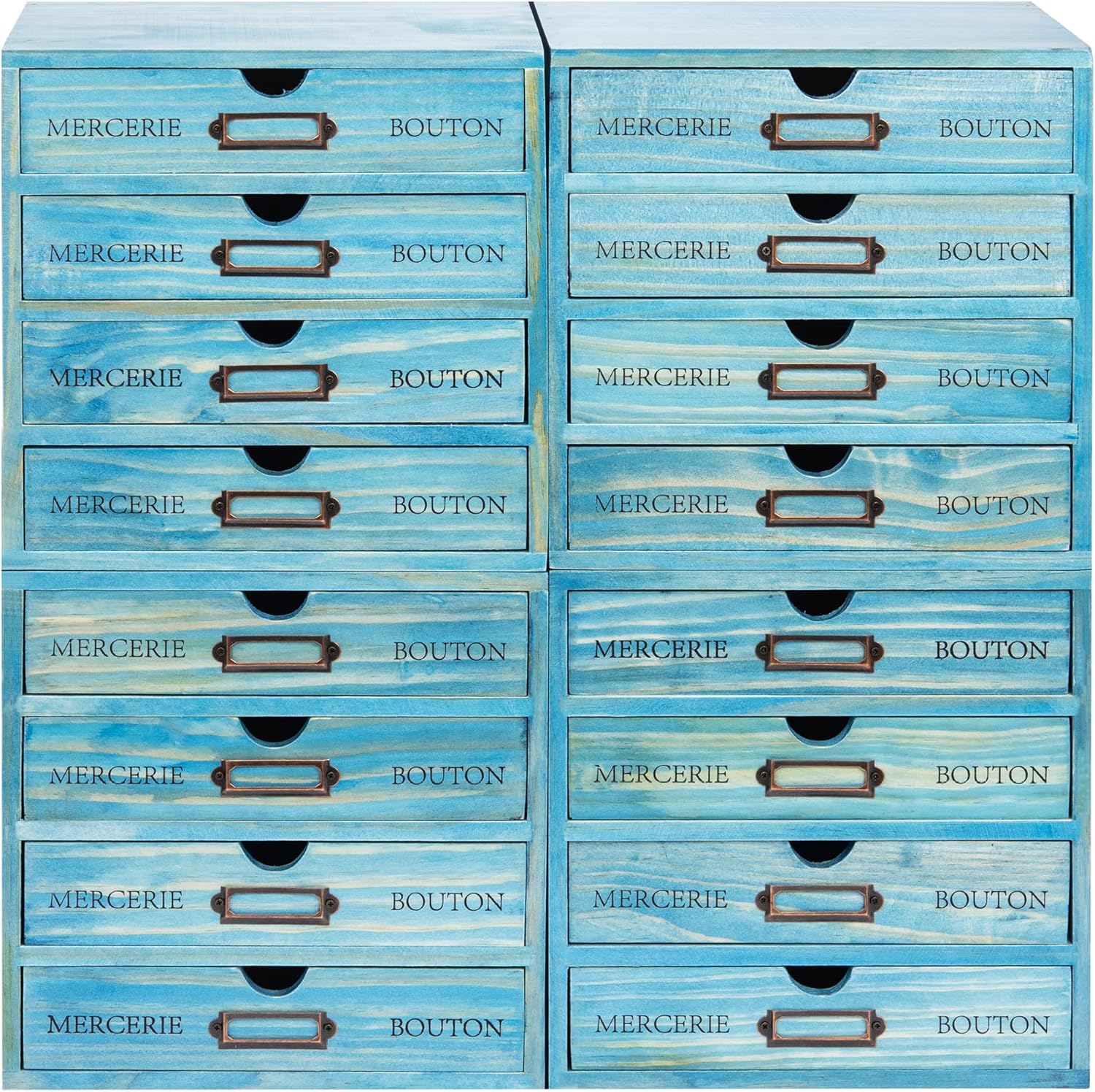 Load image into Gallery viewer, 4-Pack Turquoise Mini Stackable Drawers 