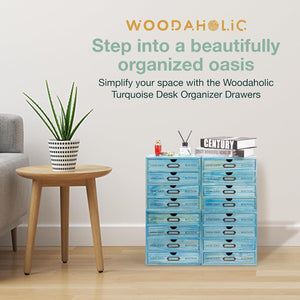 4-Pack Turquoise Mini Stackable Drawers 