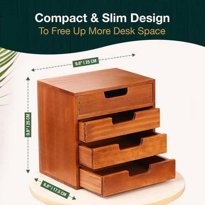 4 Drawer Desktop Storage Organizer in Modern Wood Design-Drawer Stackable Drawer Unit