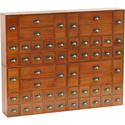 56-Drawer Wooden Apothecary Organizer - Stackable Library Card Catalog Storage Cabinet for Trading Cards, Stickers, Beads & Hardware