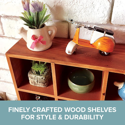 Wall Mount Wood Cabinet Top Cubbies | Rustic Floating Shelves for Storage Shelf with Drawers