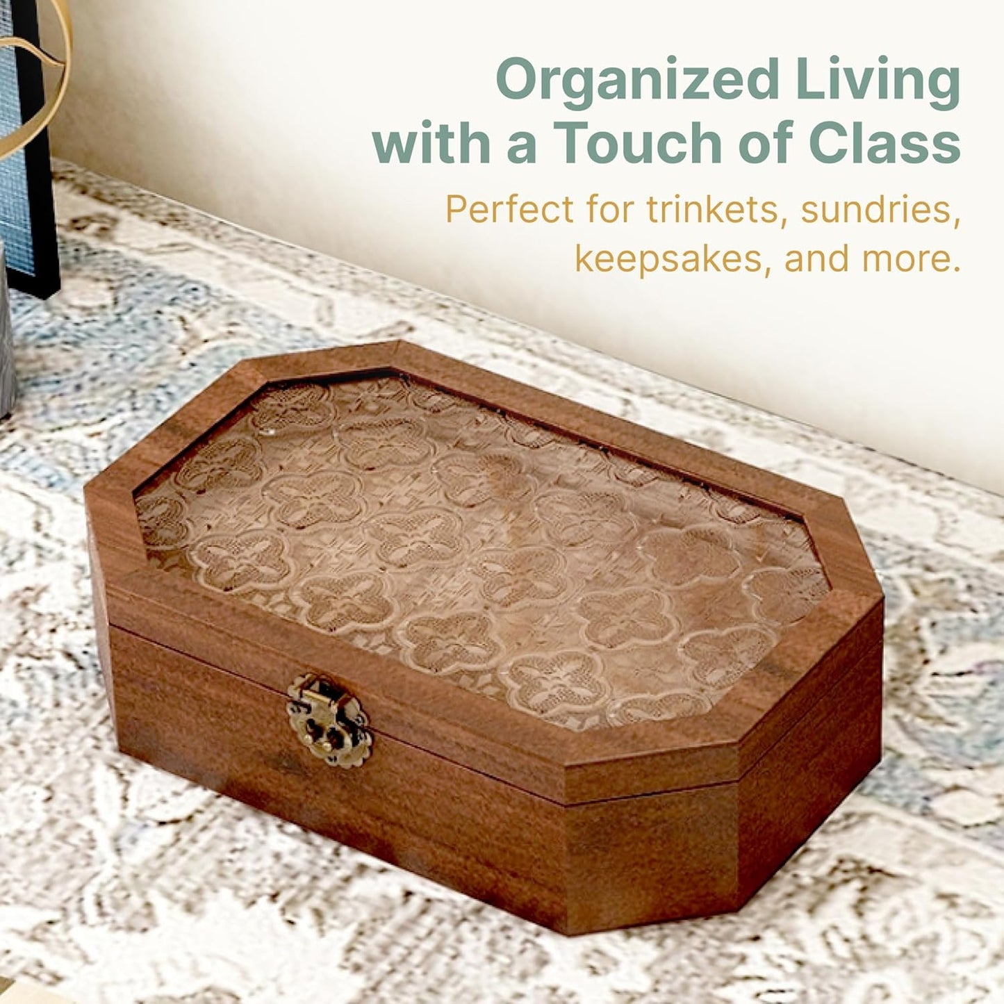 Set of 3 Solid Wood Storage Boxes with Lids 