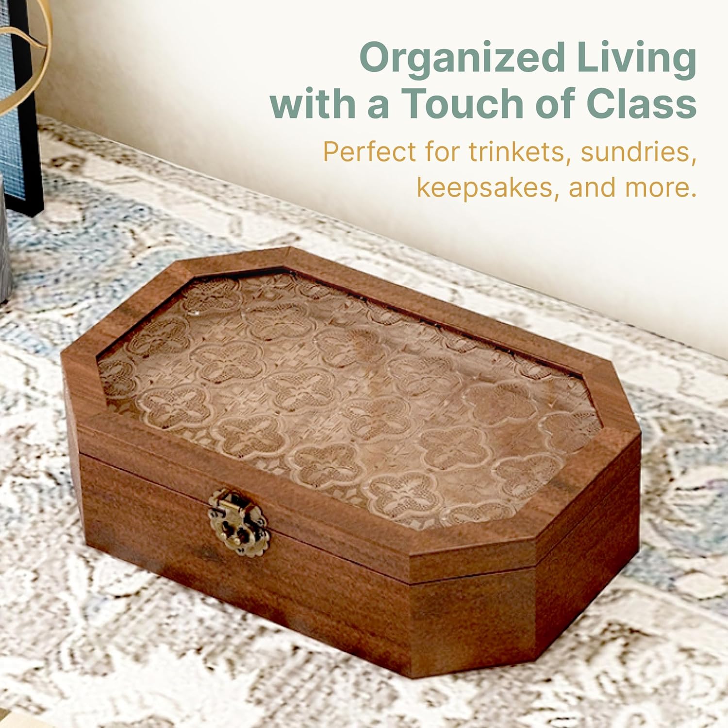 Set of 3 Solid Wood Storage Boxes with Lids 