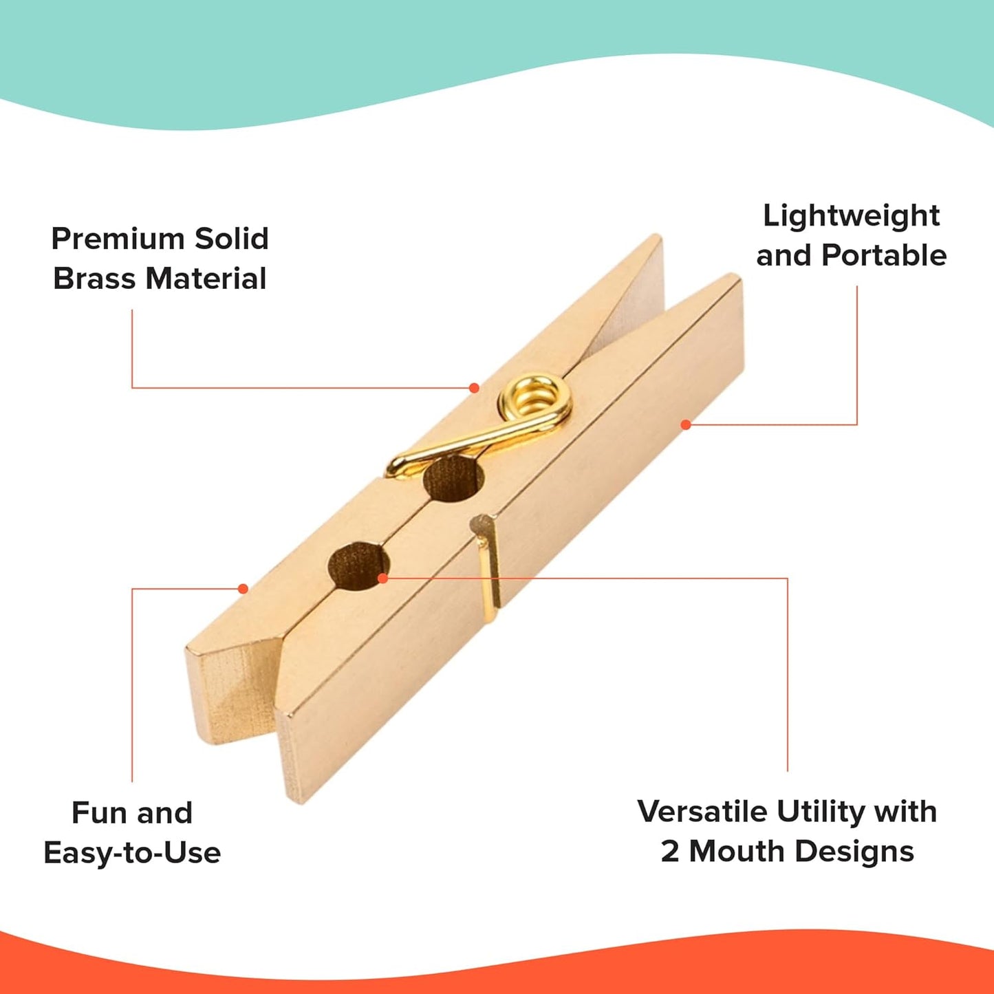 Solid Brass Clothespin Clips 