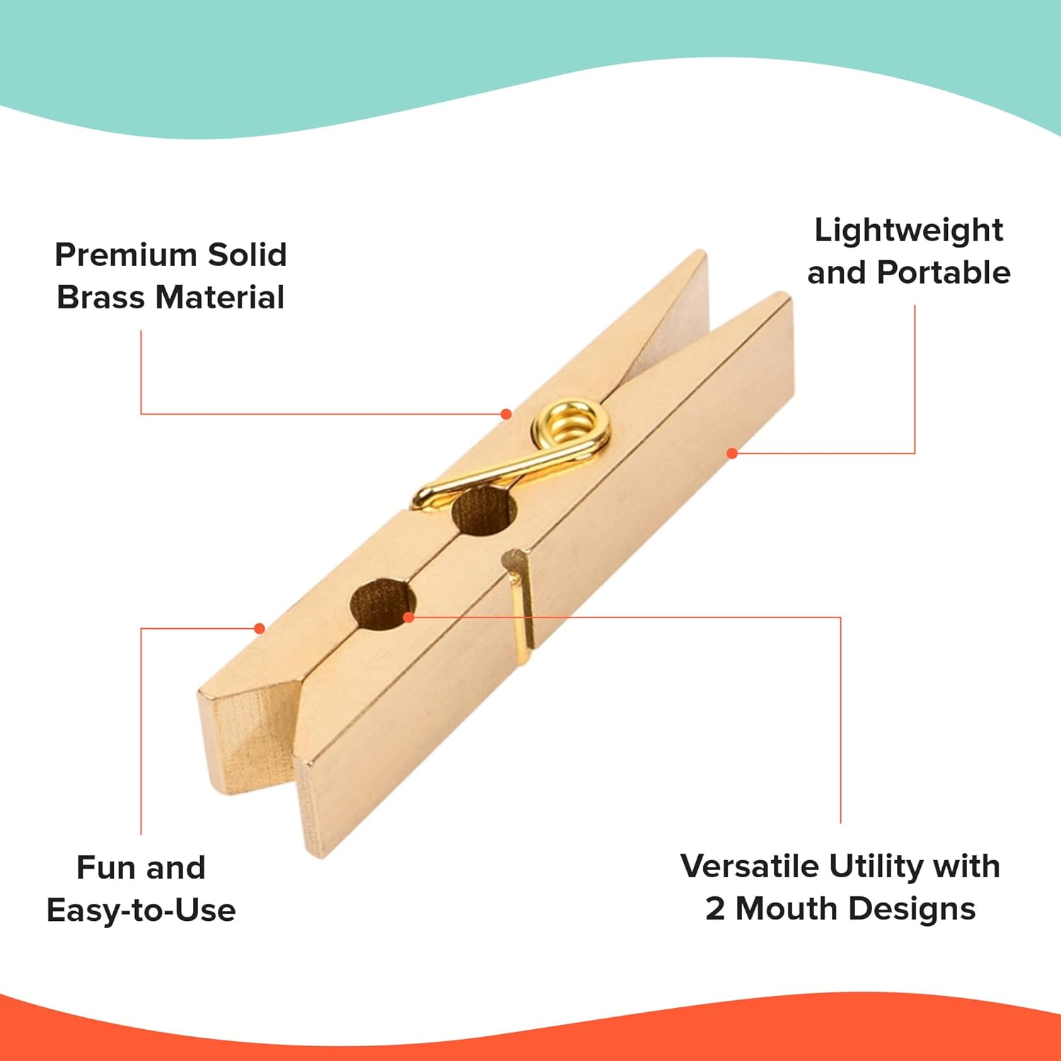 Solid Brass Clothespin Clips 