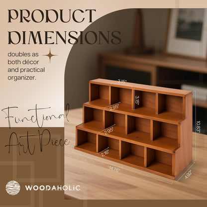 Wooden 3-Tier Display Riser Shelf – Stackable Desktop Organizer for Plants, Candles, Collectibles & Stationery