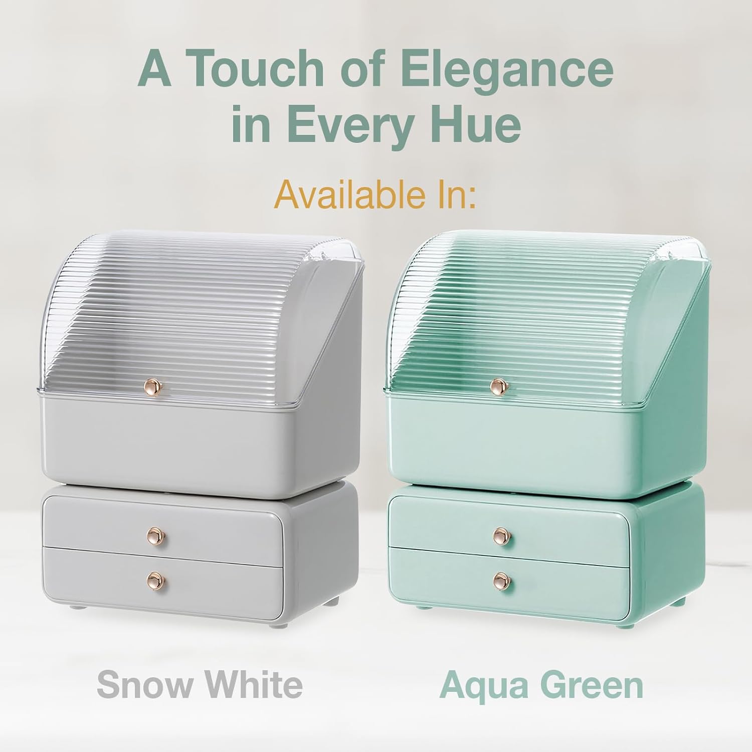 Load image into Gallery viewer, Aqua Green Skincare Caddy-2 Stackable Makeup Organizers with Easy-Open Drawers &amp; Perfume Holder - Dustproof &amp; Stylish