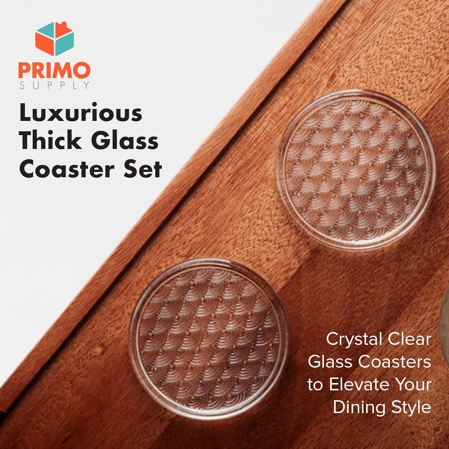 Load image into Gallery viewer, Crystal Clear Round Glass Coasters for Drinks - 3&#39;&#39; Diameter - Luxury Style Glass Coasters for Home