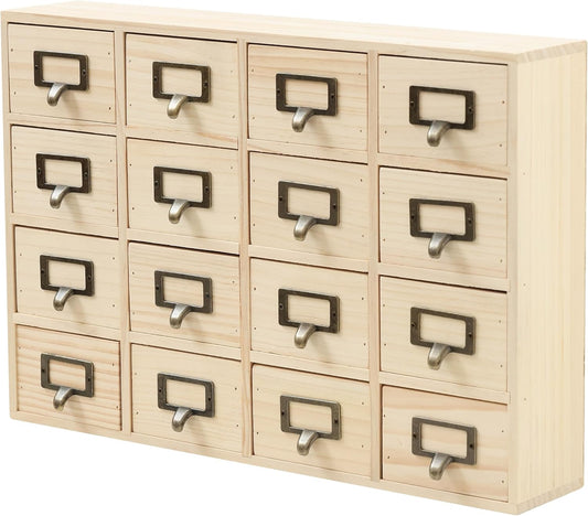 DIY Wooden Unfinished 16-Drawer Apothecary Cabinet
