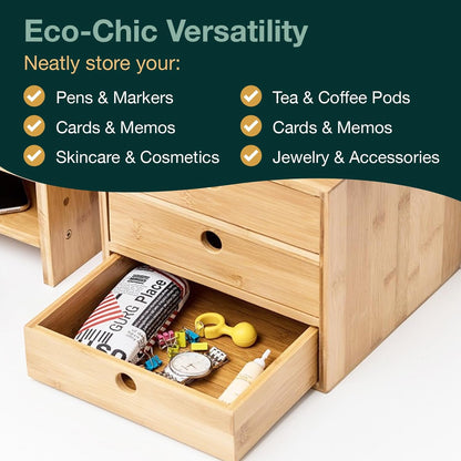 Set of 3 Bamboo Desk Organizer