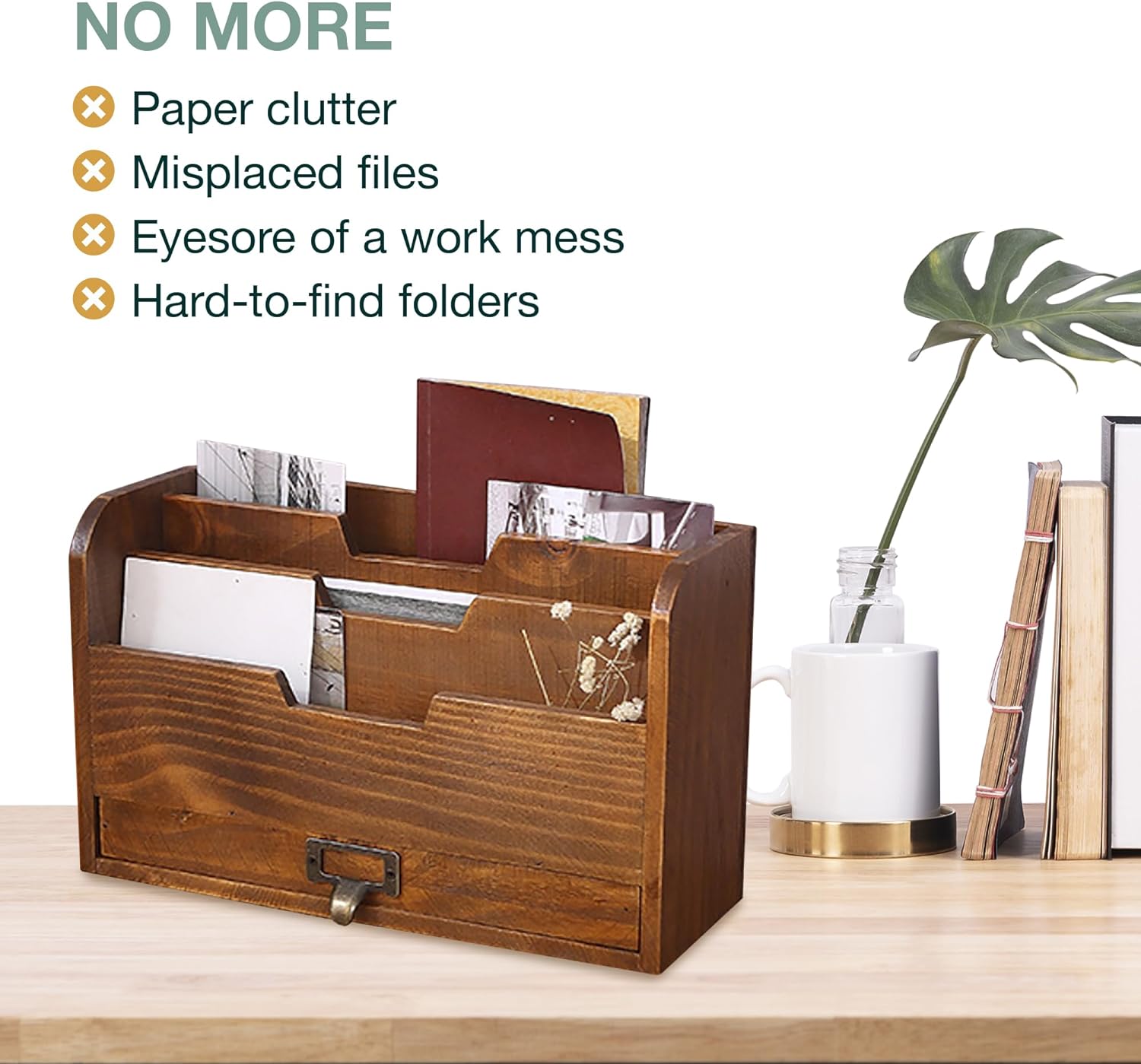 Modest File Organizer Wood Desktop File Organizer-Vertical Folder Sorter -3 Document – Primo ...