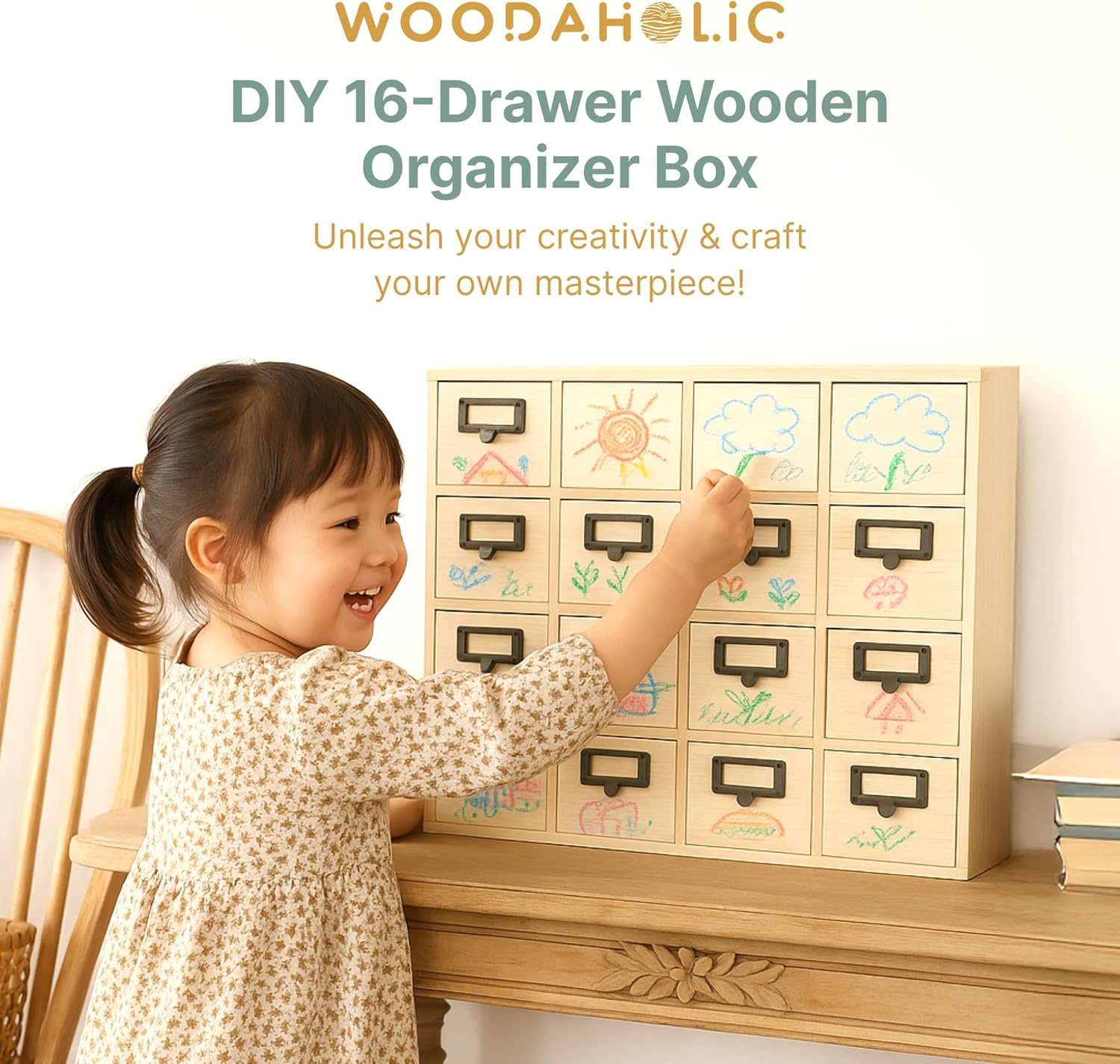 DIY Wooden Unfinished 16-Drawer Apothecary Cabinet