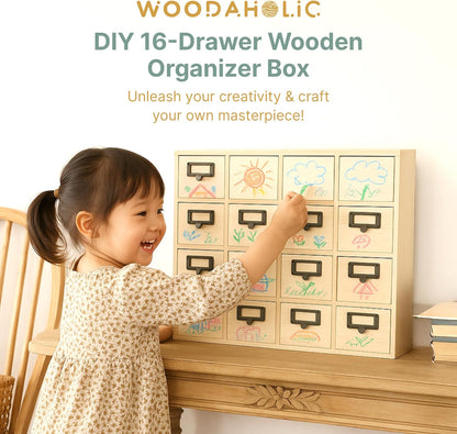DIY Wooden Unfinished 16-Drawer Apothecary Cabinet