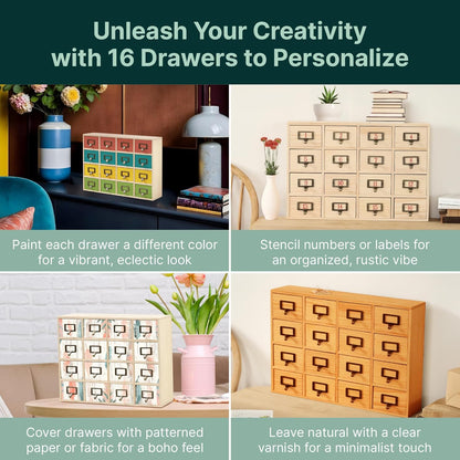 DIY Wooden Unfinished 16-Drawer Apothecary Cabinet