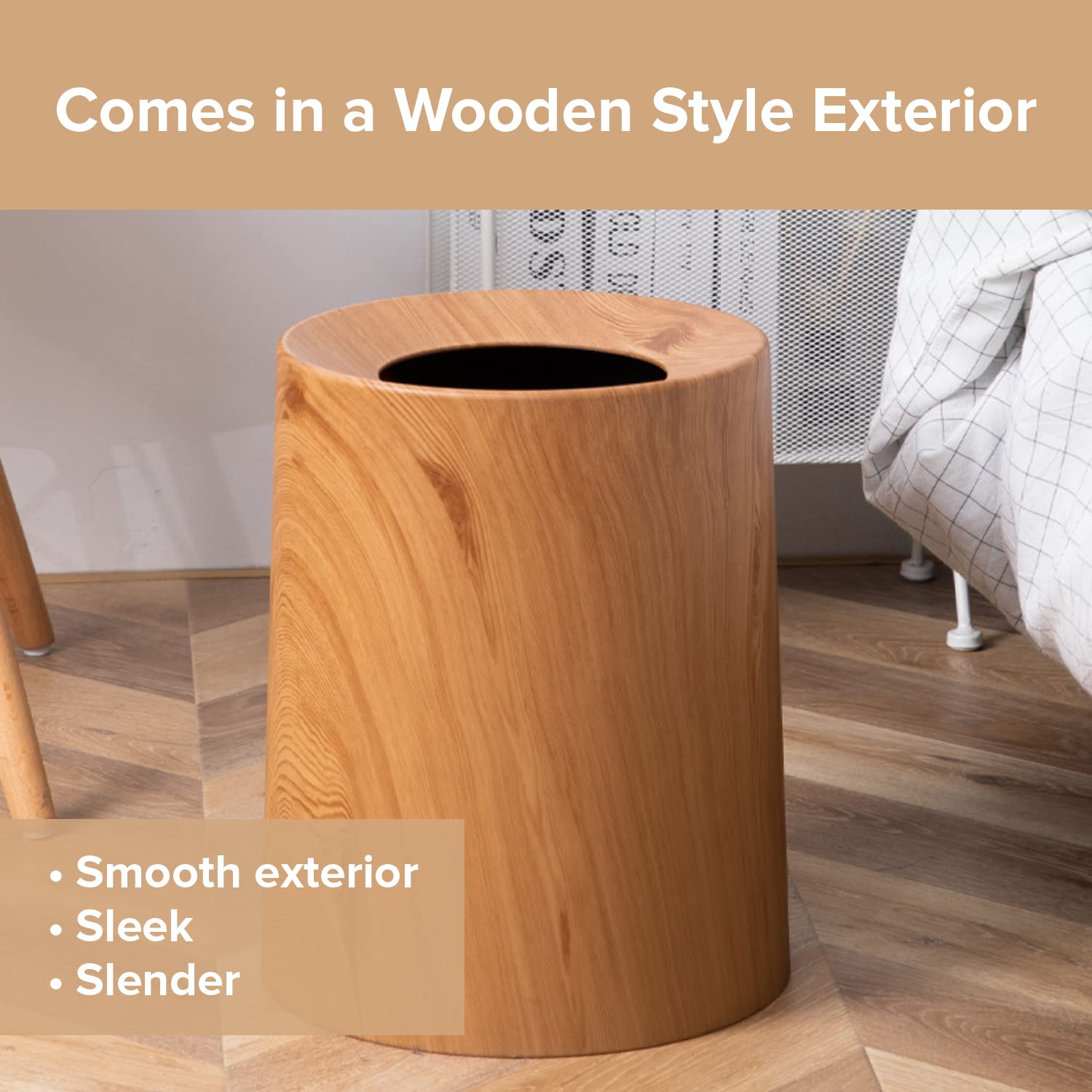 Load image into Gallery viewer, Anti Spill Wood Style Waste Basket 