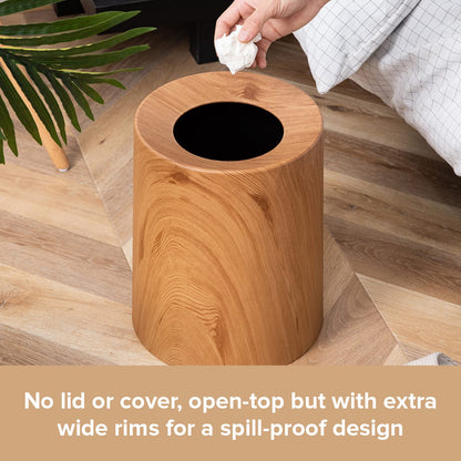 Anti Spill Wood Style Waste Basket 