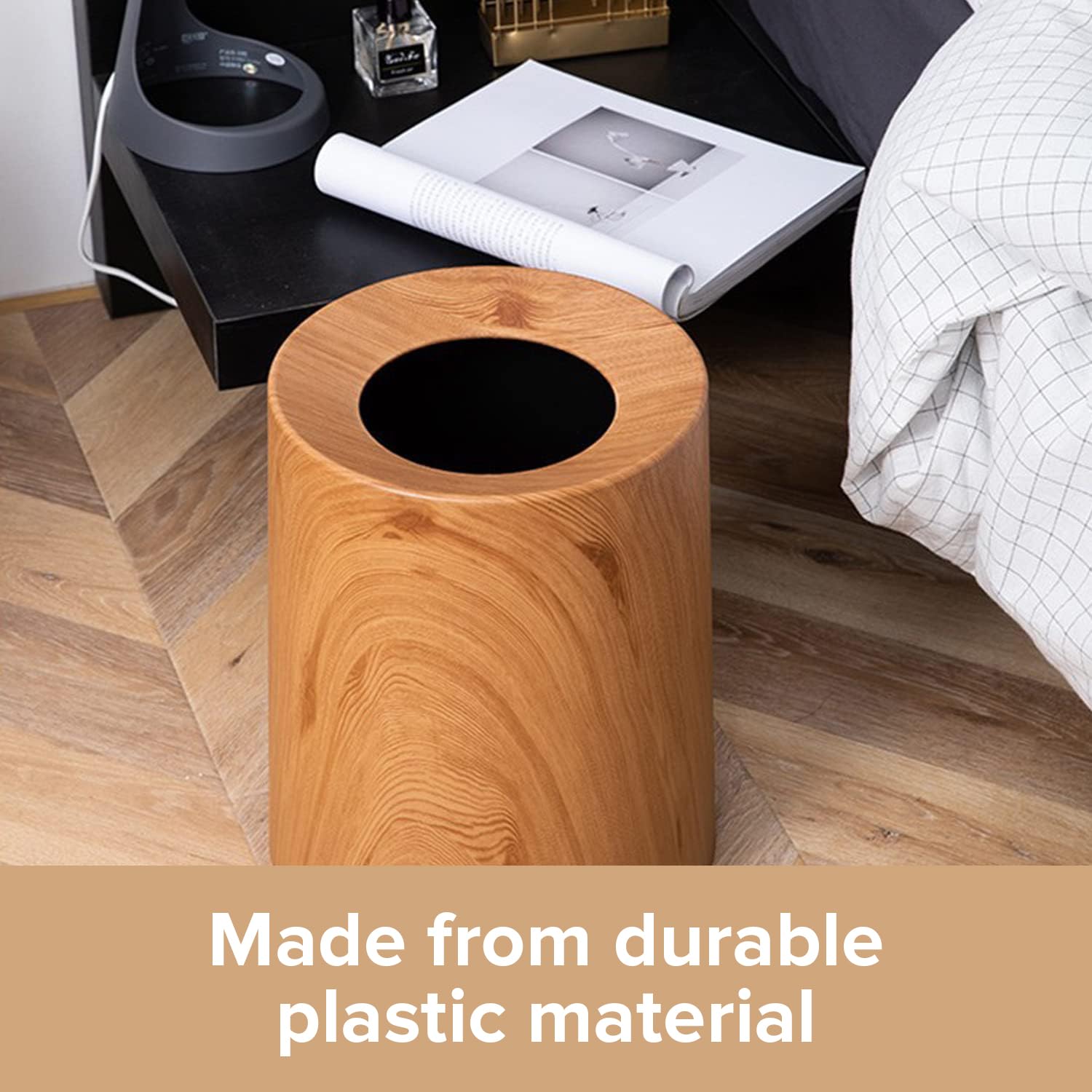 Load image into Gallery viewer, Anti Spill Wood Style Waste Basket 