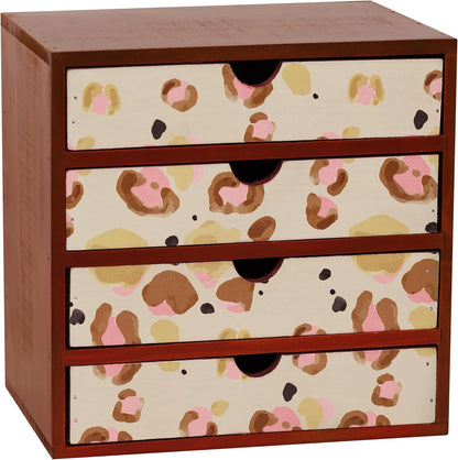 Leopard Print Wooden Desk Organizer