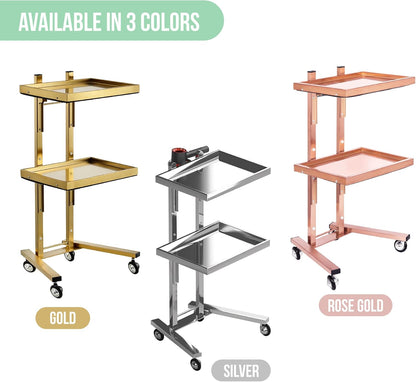 Rose Gold 2-Tier Utility Cart on Wheels