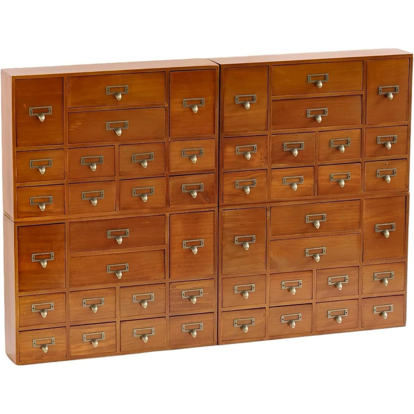 48-Drawer Library Card Catalog Organizer - Stackable Wooden Apothecary Storage Cabinet for Tea, Essential Oils, Office Supplies & Small Parts