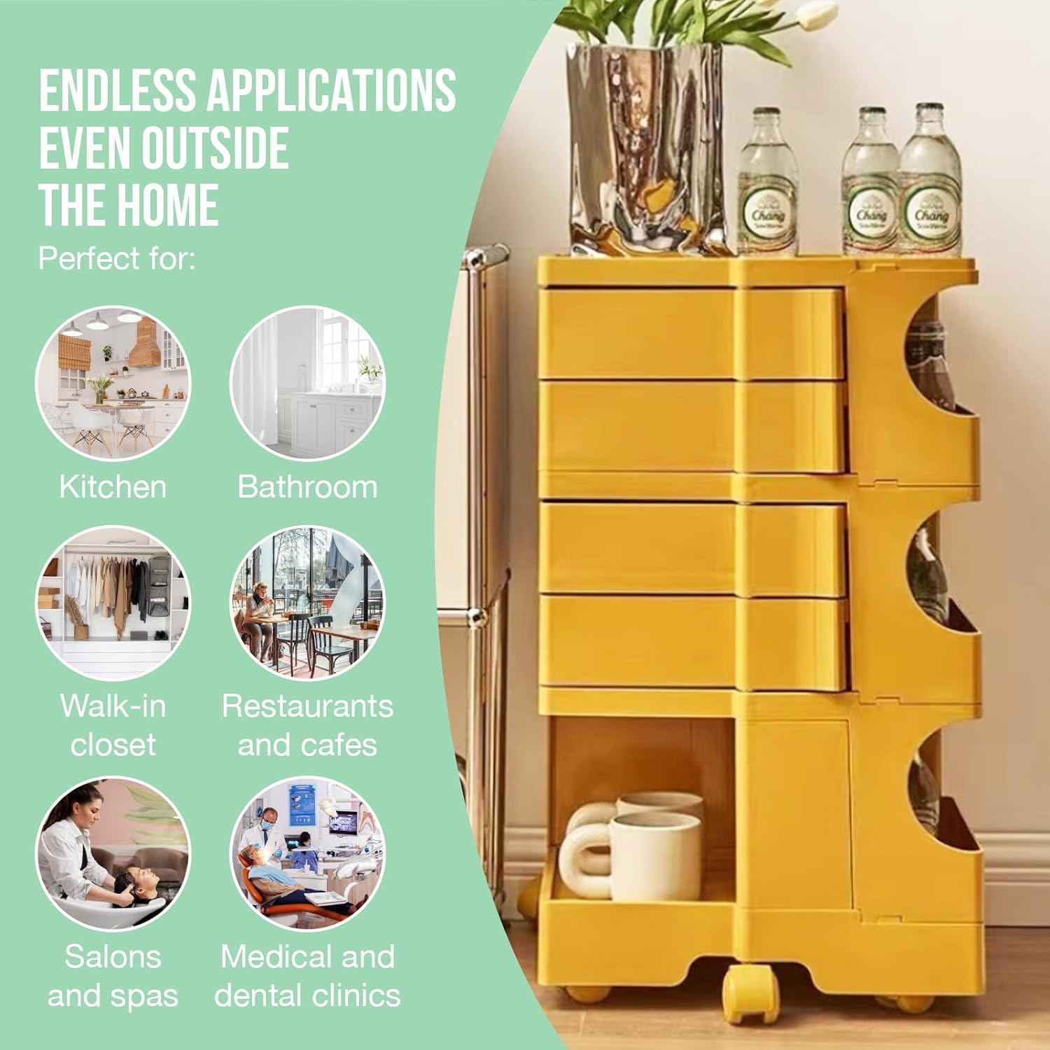 Load image into Gallery viewer, Mustard Mobile Caddy: Compact, Rolling Utility Cart with Slide-Out Drawers for Salon, Kitchen &amp; Medical Tools - Durable ABS Plastic