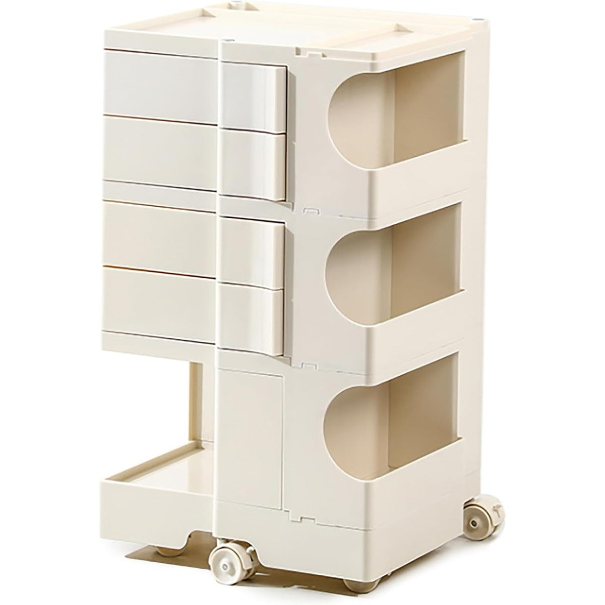 Multipurpose Utility Storage Cart  with Wheels and Slide Out Drawers - Cream Colour