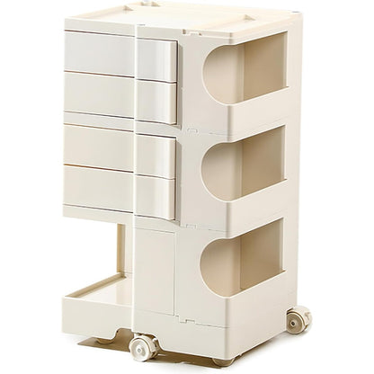 Multipurpose Utility Storage Cart  with Wheels and Slide Out Drawers - Cream Colour
