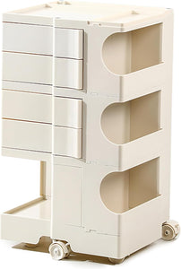 Multipurpose Utility Storage Cart - ABS Plastic Storage Caddy with Wheels and Slide Out Drawers - Kitchen Needs, Medical Tools - Cream Colour