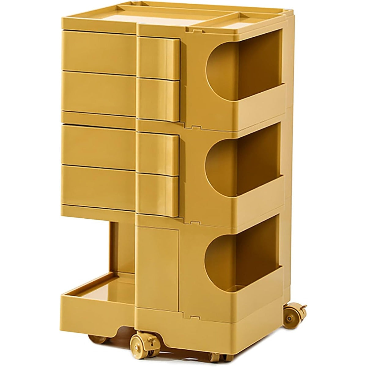 Mustard Mobile Caddy - Compact, Rolling Utility Cart with Slide-Out Drawers for Salon, Kitchen & Medical Tools - Durable ABS Plastic