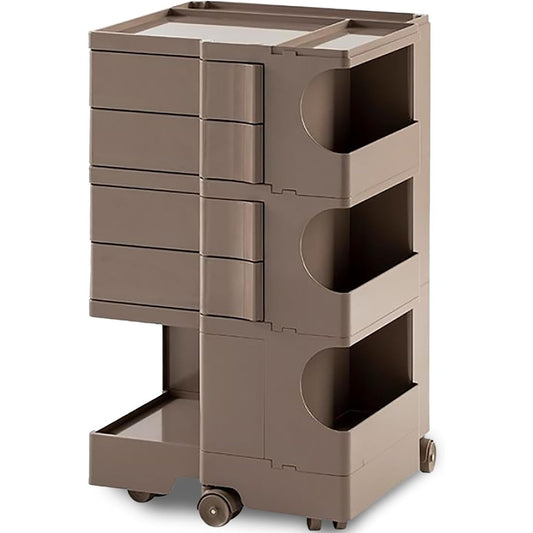Versatile Slide-Out Storage Cart on Wheels - Perfect for Salon, Kitchen & Medical Use - Durable Sand-Colored ABS Trolley