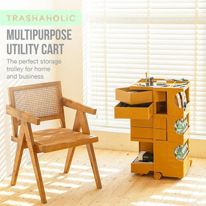 Mustard Mobile Caddy: Compact, Rolling Utility Cart with Slide-Out Drawers for Salon, Kitchen & Medical Tools - Durable ABS Plastic