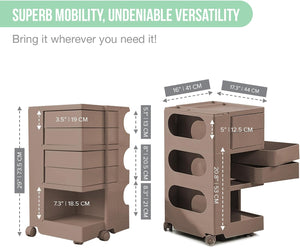 Versatile Slide-Out Storage Cart on Wheels - Perfect for Salon, Kitchen & Medical Use - Durable Sand-Colored ABS Trolley