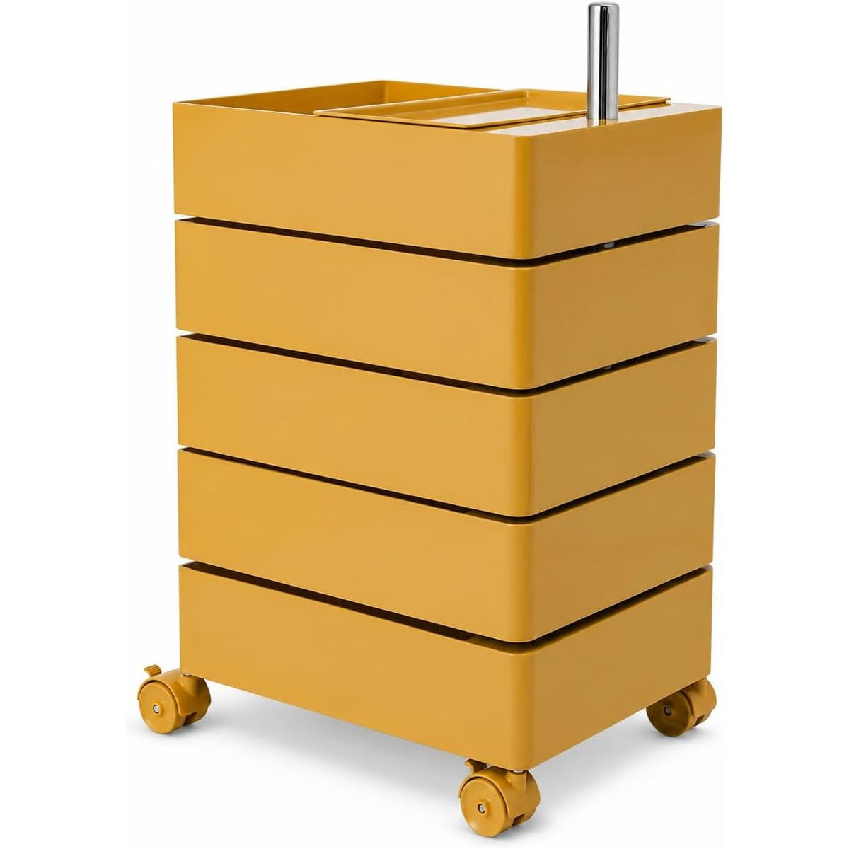 5-Tier Rotating Drawer Utility Cart with Locking Wheels for Crafts, Toys & Office Storage - Yellow